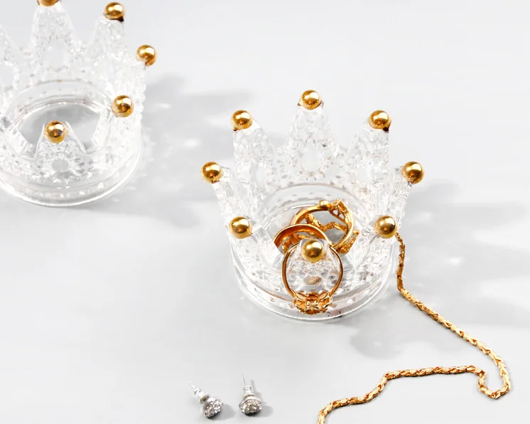 

multifunctonal crown shaped crystal glass jewelry box storage box jewelry dish jewelry holder jewelry stand
