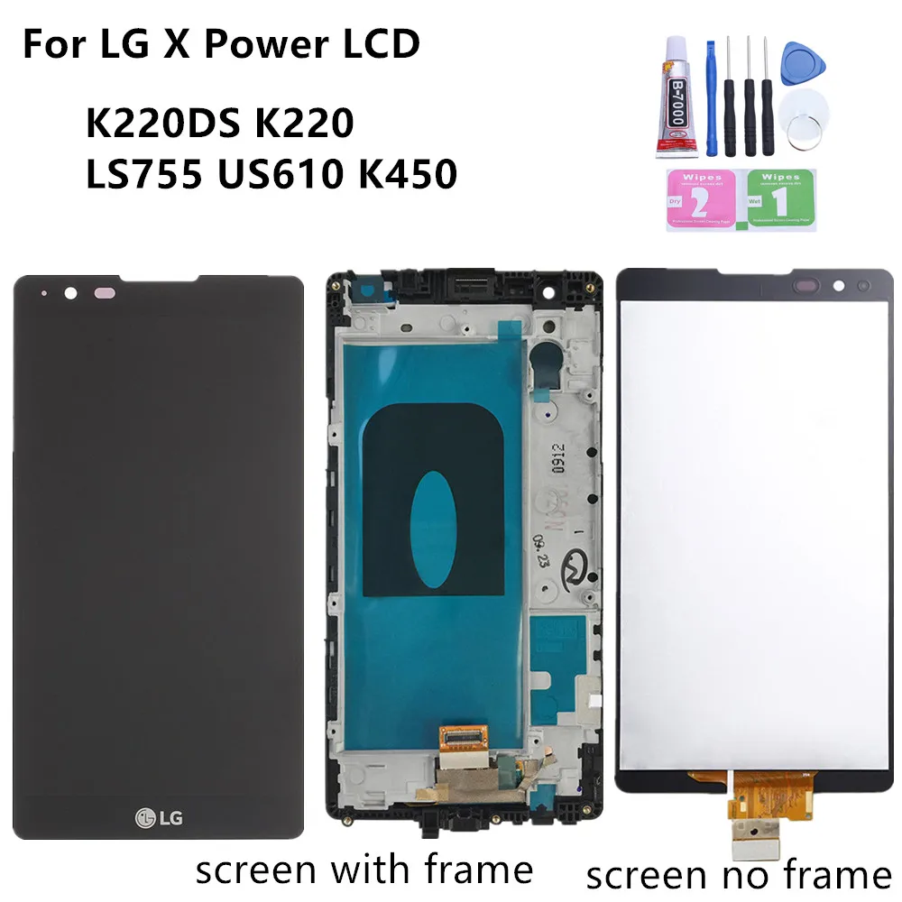 Для LG X power K220DS K220 ЖК-дисплей с кодирующий преобразователь сенсорного экрана в сборе с рамкой