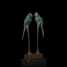 ATLIE BRONZES Bronze Statue Abstract sculpture parrots greenish Antiques Crafts New Wedding Home Decor Collection