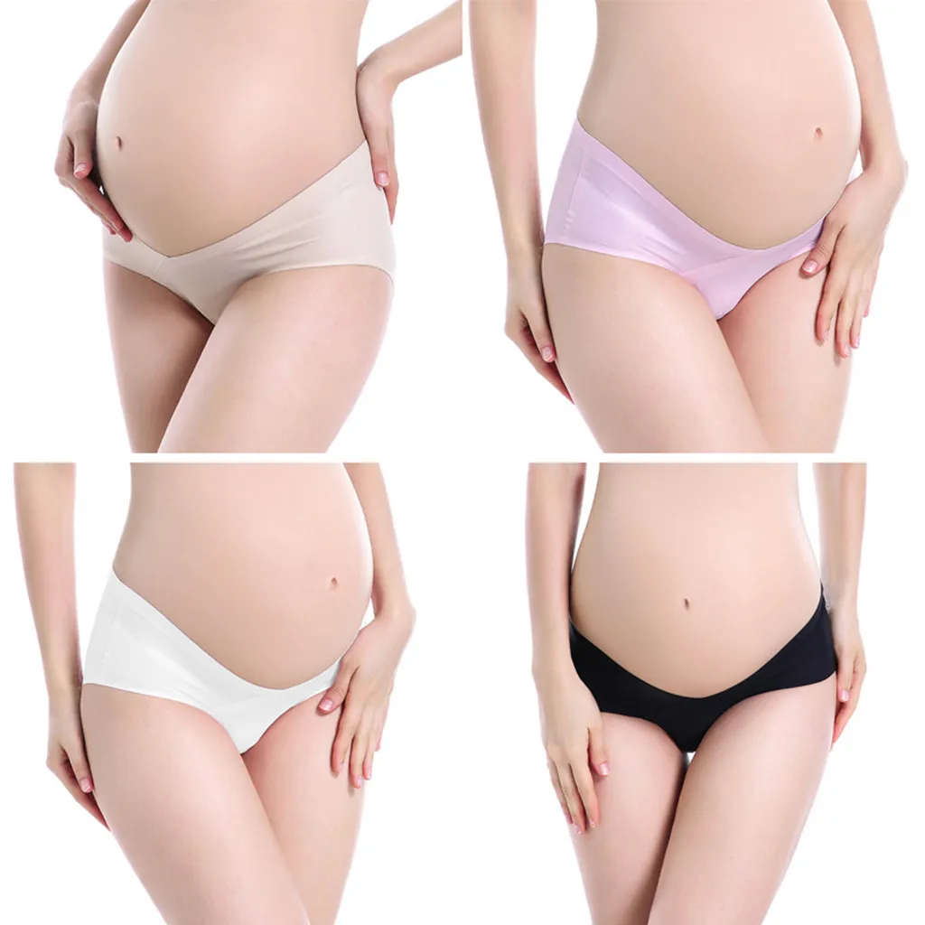 

NEW Intimates 4 Pcs Women Maternity Pregnant V-Shaped Low Waist Pettipant Soft Underwear womens clothing L325