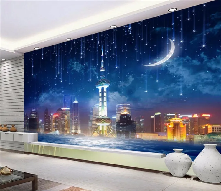 

Custom 3d mural New stereoscopic 3D wallpaper the living room sofa space to develop urban panorama 3d photo wallpaper