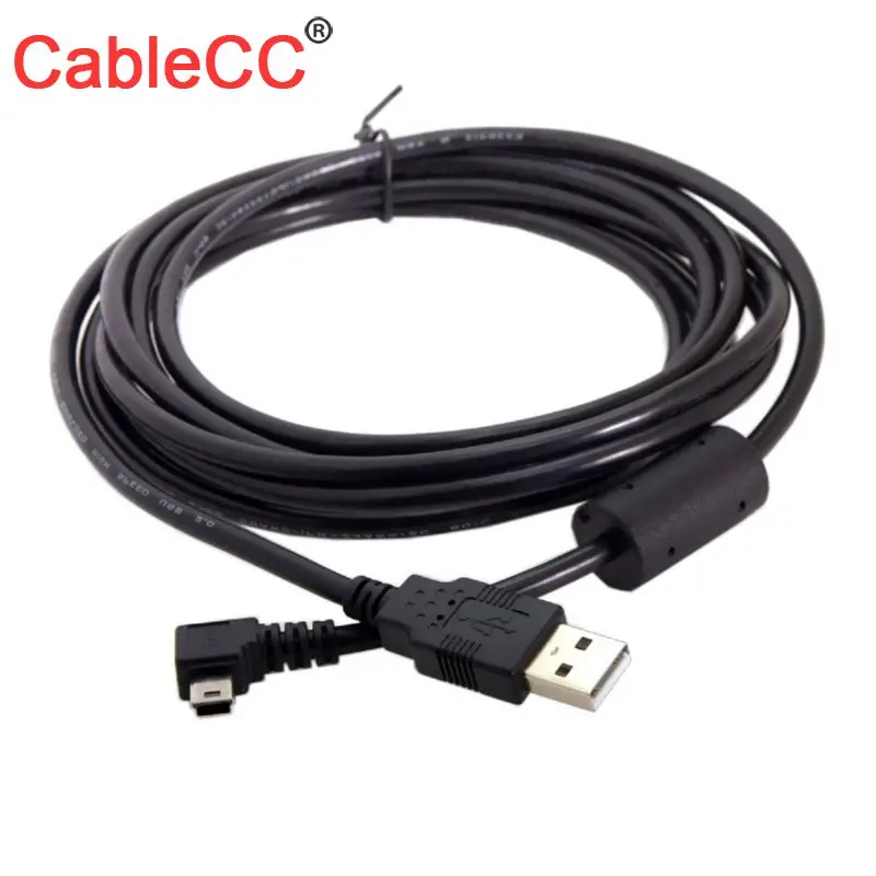 

Zihan Mini USB B Type 5pin Male Left Angled 90 Degree to USB 2.0 Male Data Cable with Ferrite 3.0m