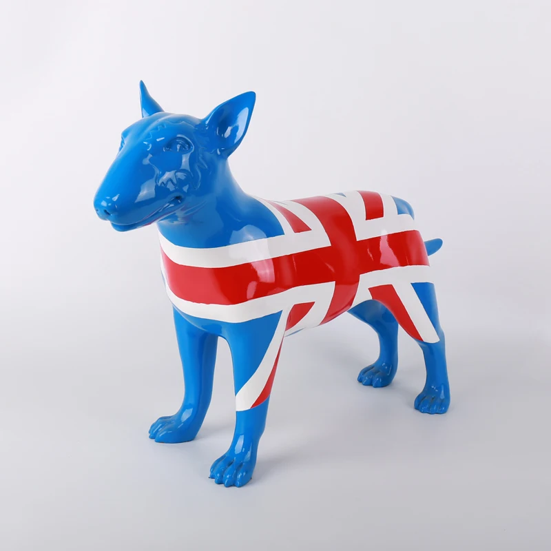 

Bull Terrier Figurine Art Sculpture Animals British Bulldog Dog Statue Resin Craft Home Decoration Accessories 63cm R1813