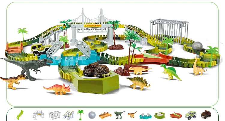 Детский Электрический динозавр игрушки Железная дорога волшебный гоночный трек игрушка набор DIY Magicl треки автомобильные игрушки гоночные треки для мальчика