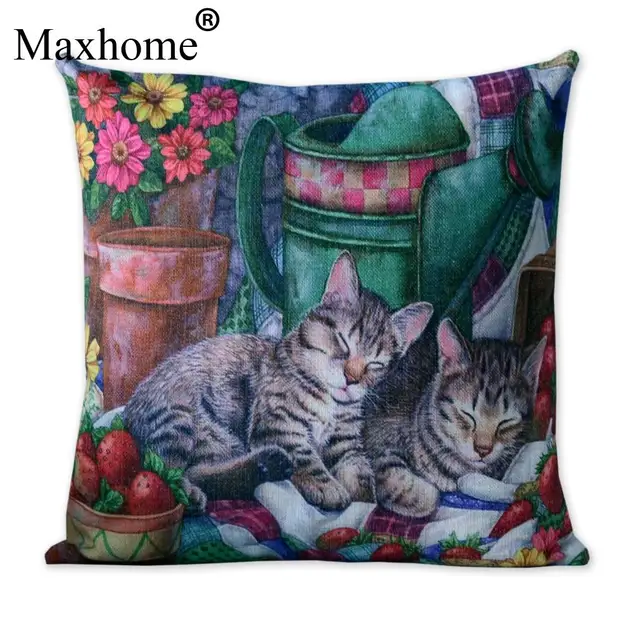 American Country Cat Cotton Linen Pillowcase French Rural Home Decor Interesting Country Throw Pillows Decorative American Country Cat Cotton Linen Pillowcase French Rural Home Decor Interesting Country Throw Pillows Decorative