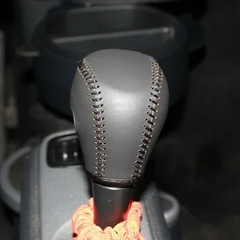 

New Top layer leather gear stick cover on shift knob for Benz Smart gear knob cover auto accessories Case ppc on shift knob