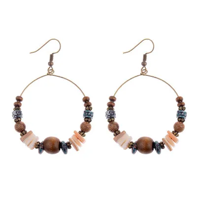 

Retro earrings circular alloy beads Bohemia style earrings