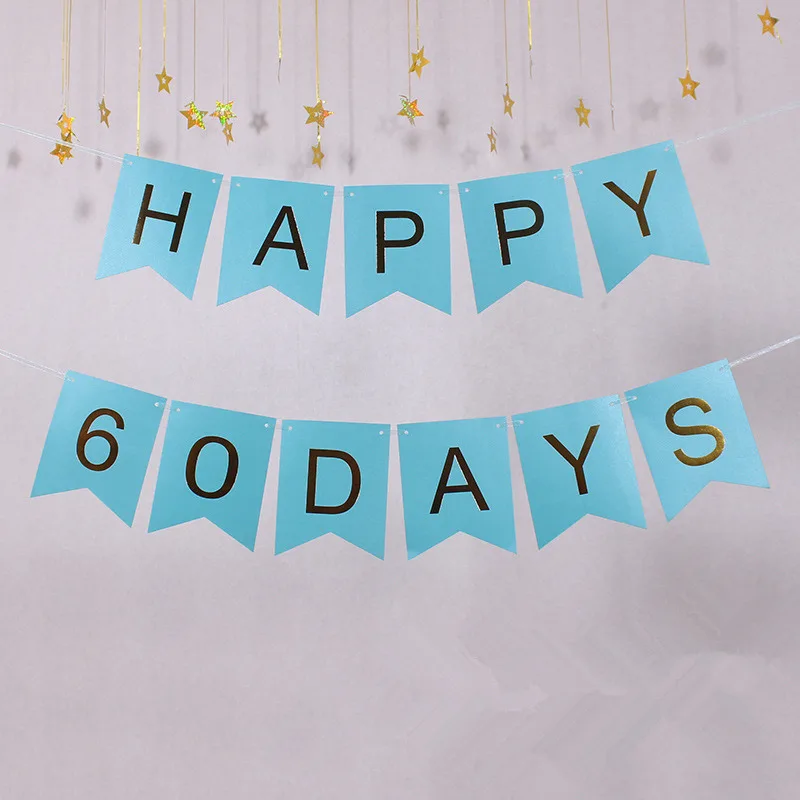 30/60/100 дней на день рождения розовый синий конфетти горячее тиснение оформление