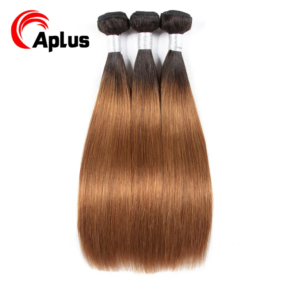 

Aplus Ombre Brazilian Straight Hair Two Tone T1b/30 Pre-colored 100% Non-Remy Hair Weave Bundle Deals 10"-24" Inches 3PCS/Lot