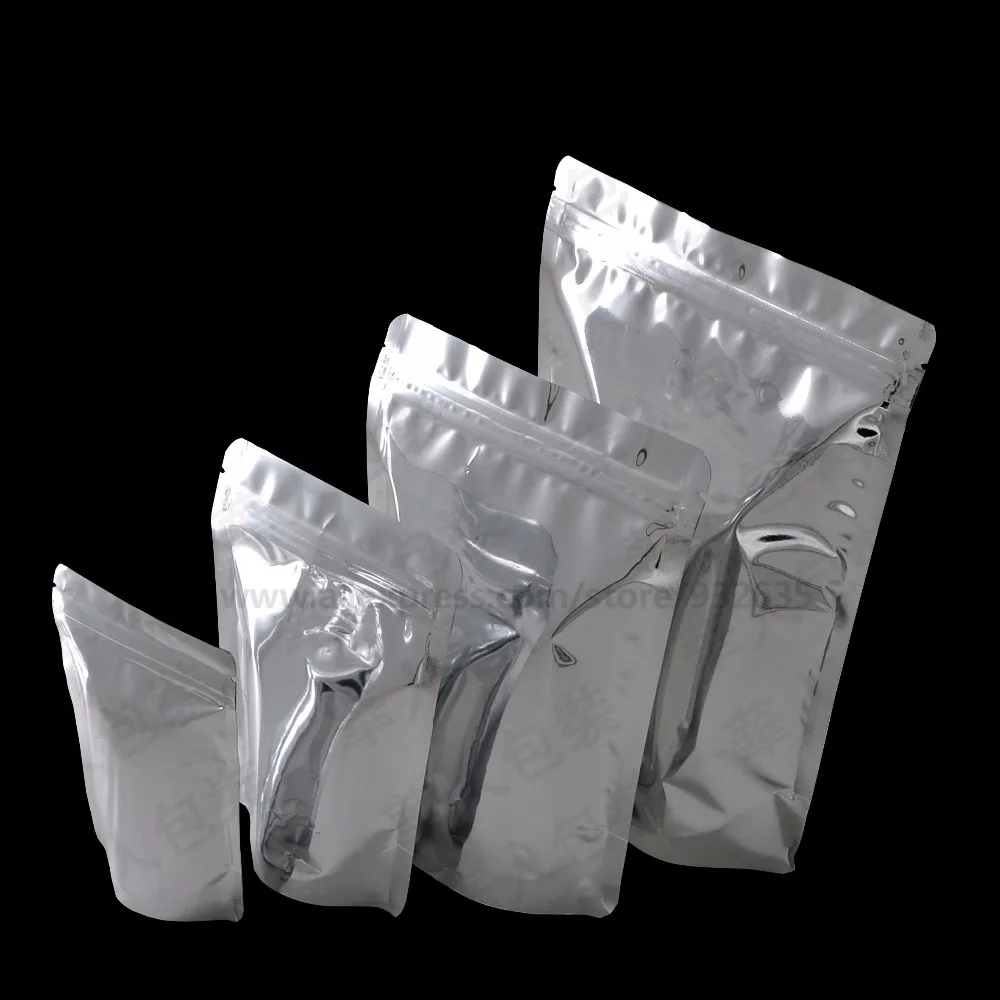 Silver Bag Silver Pouches Bottom Gusset Stand Up Zip Lock Foil Bag Food