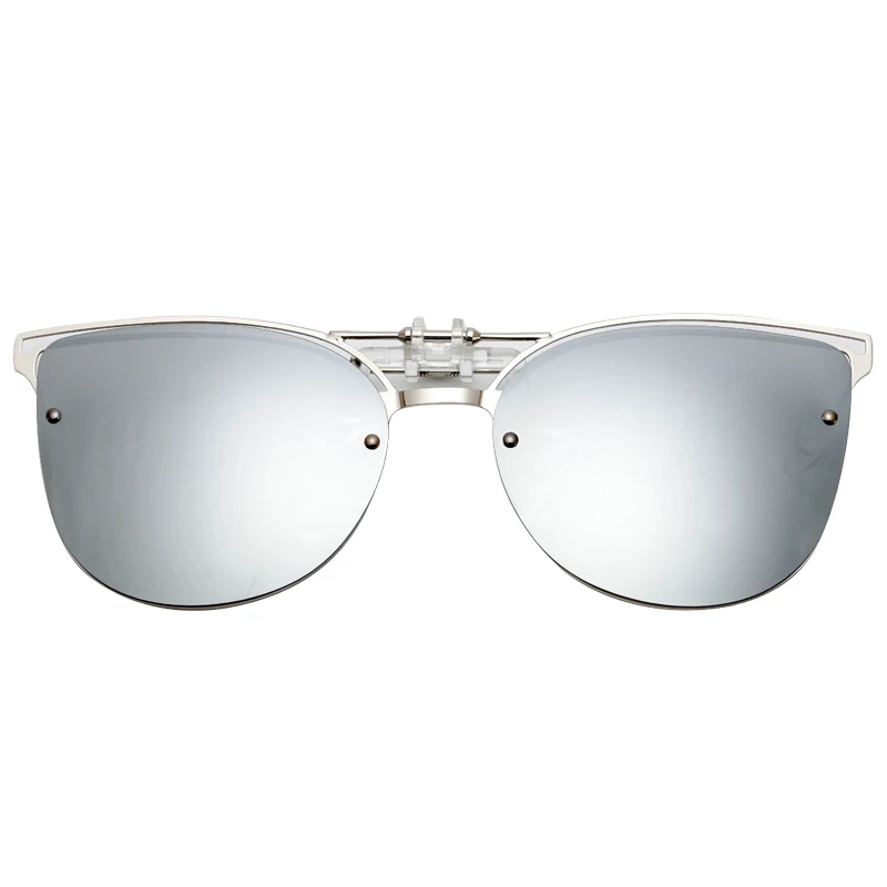 Солнцезащитные очки «кошачий глаз», солнцезащитные очки на клипсах для женщин и мужчин, поляризованные зеркальные линзы, UV400, солнцезащитные очки, брендовые дизайнерские очки для вождения - Цвет линз: Серебристый