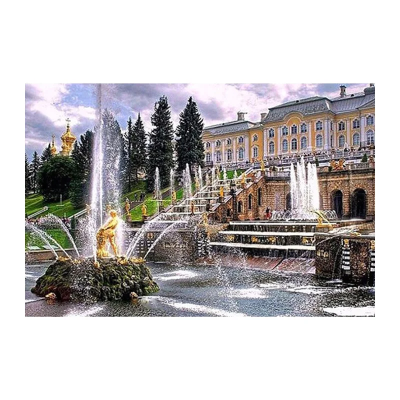 Diy diamond painting cross stitch scenery fountain full round drill sets unfinish diamond embroidery mosaic Room Decor
