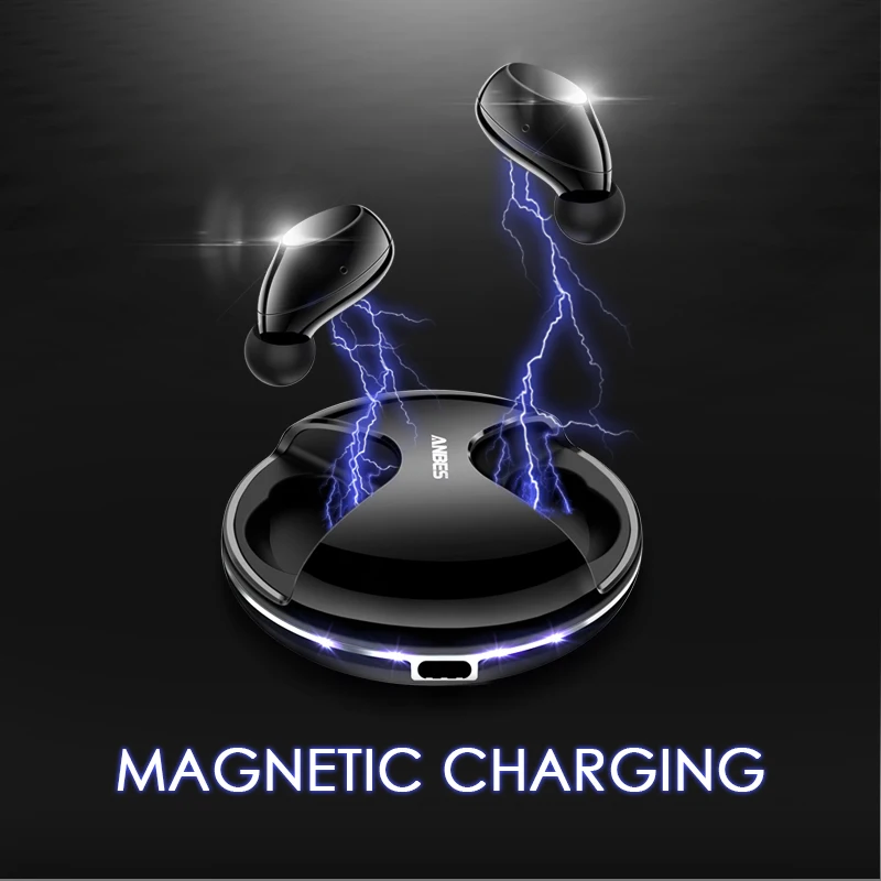 ANBES Bluetooth Earphone V5.0 Magnetic Wireless Headphones IPX 5 Waterproof Bass Stereo Sound Sport Earbuds Headset for Samsung 