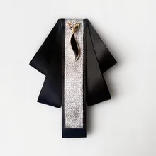 Новинка,, Модный повседневный мужской женский воротник, эксклюзивный маленький черный галстук с серебряной лисой, повседневный красивый ручной работы