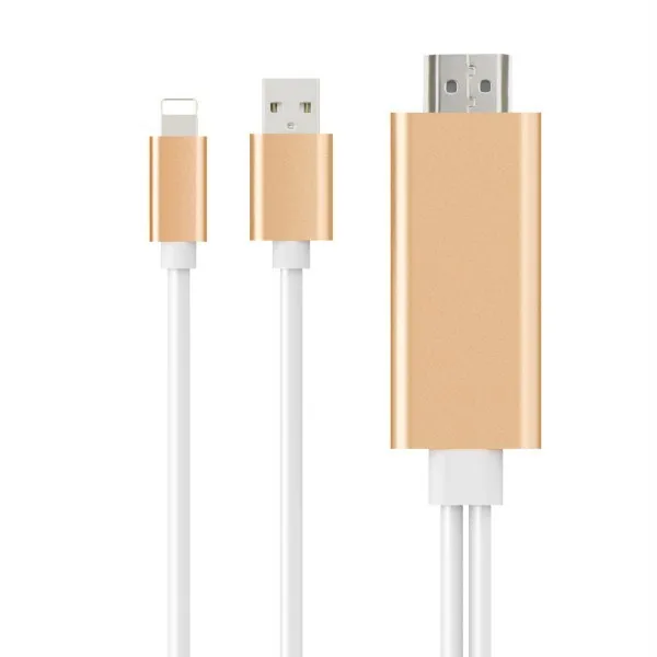 HDMI кабель системы освещения к HDMI кабель HD tv AV переходной USB кабель 1080 P для iPad Air/iPad mini 2 3 4 iPhone X 8 7 6 S Plus iOS - Цвет: Gold