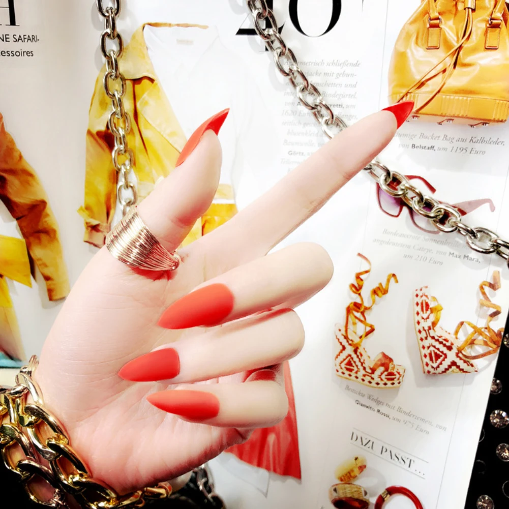 

Y&W&F 24pcs Matte False Nails 2g glue Fashion And Beautiful Pure Color Nail Chip Nail Art Accessories Durable Beauty False Nail