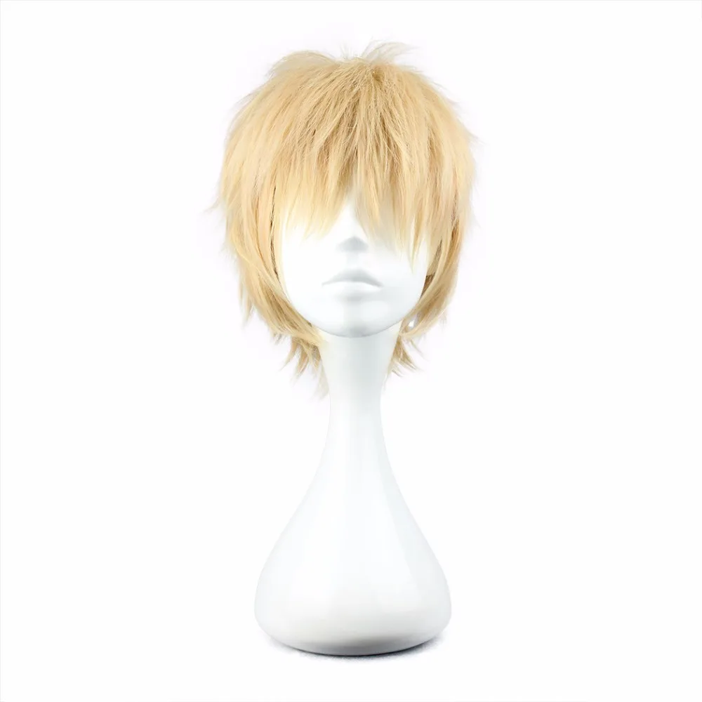 

MCOSER Free Shipping 35cm Synthetic Short Wig Light yellow Color 100% High Temperature Fiber WIG-271A