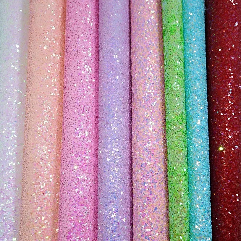 

21X29 cm 8pcs Alisa Glitter Chunky Glitter Fabric Pu leather Fabric For Bow DIY Wallpaper D04