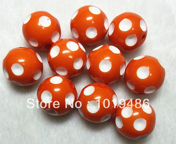 

(choose size) 12mm/14mm/16mm/20mm Orange Color Acrylic Polka Dot Beads for Chunky Necklace Jewelry