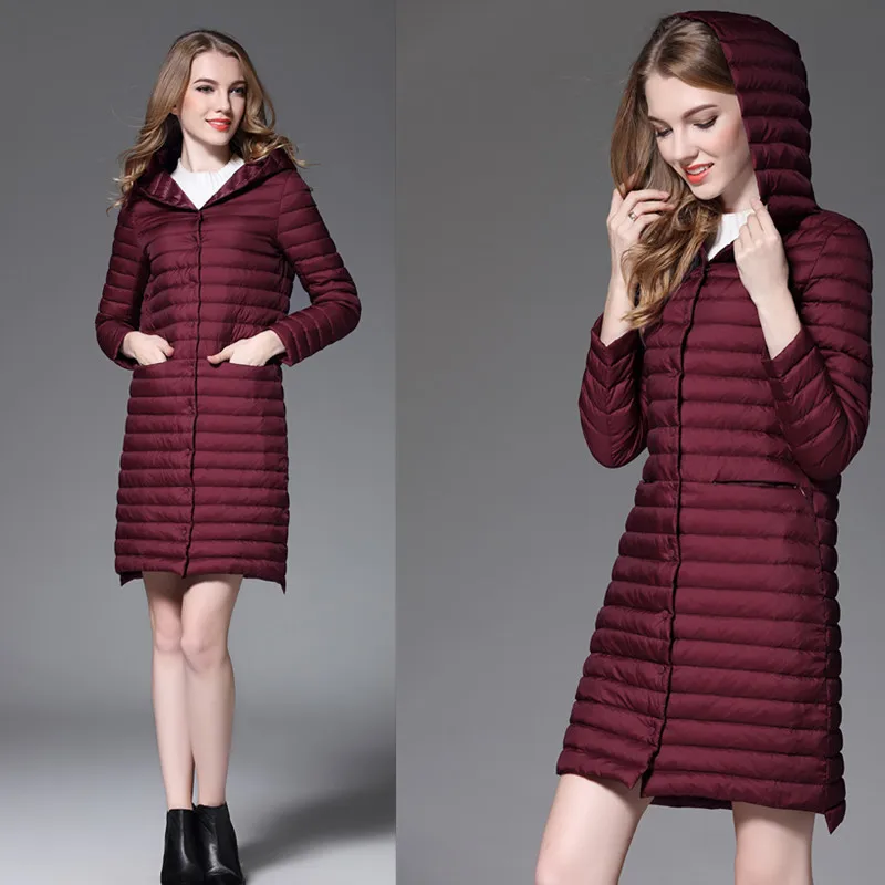 New Autumn winter 90% white duck Down coat Thin Long Parkas Women Ultra Light Down Jacket down coat female outerwear