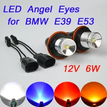 Flytop, 1 комплект в партии, 2*3 Вт 6 Вт для Bridgelux чип-диод светодиодные габаритные огни «глаза ангела» 7000 к Ксенон белого и синего цвета красный для E39 E53 E60 E61 E63 E64 E65 E66