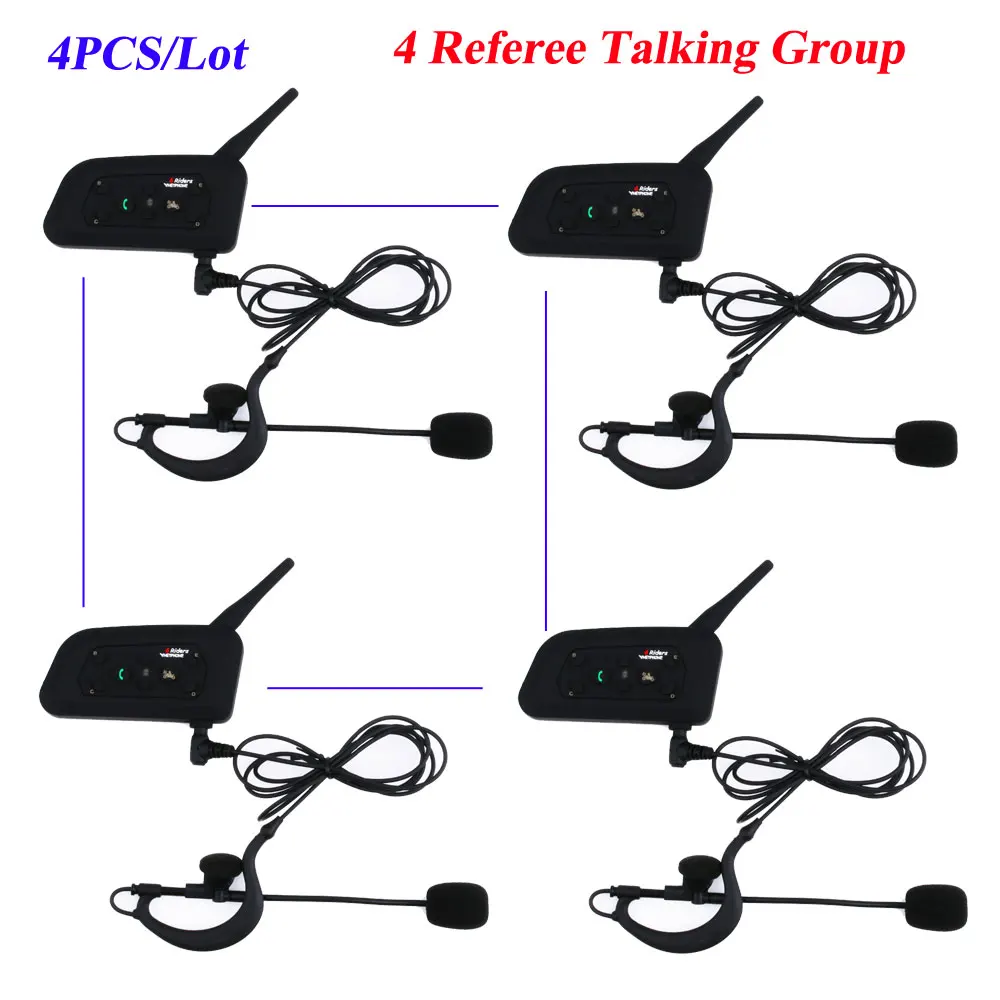 

4Pcs/Lot Vnetphone Bluetooth Intercom Full Duplex Football Coach Judger Earhook Earphone Referee Walkie Talkie Intercom Headsets