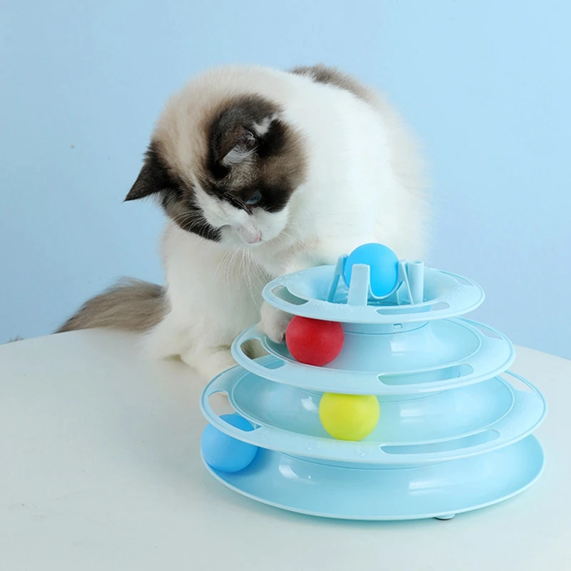 Three Levels LED Pet Cat Toy Tower Tracks Disc Cat Intelligence Amusement triple Pay Disc Cat Toys Ball Training Amusement Plate