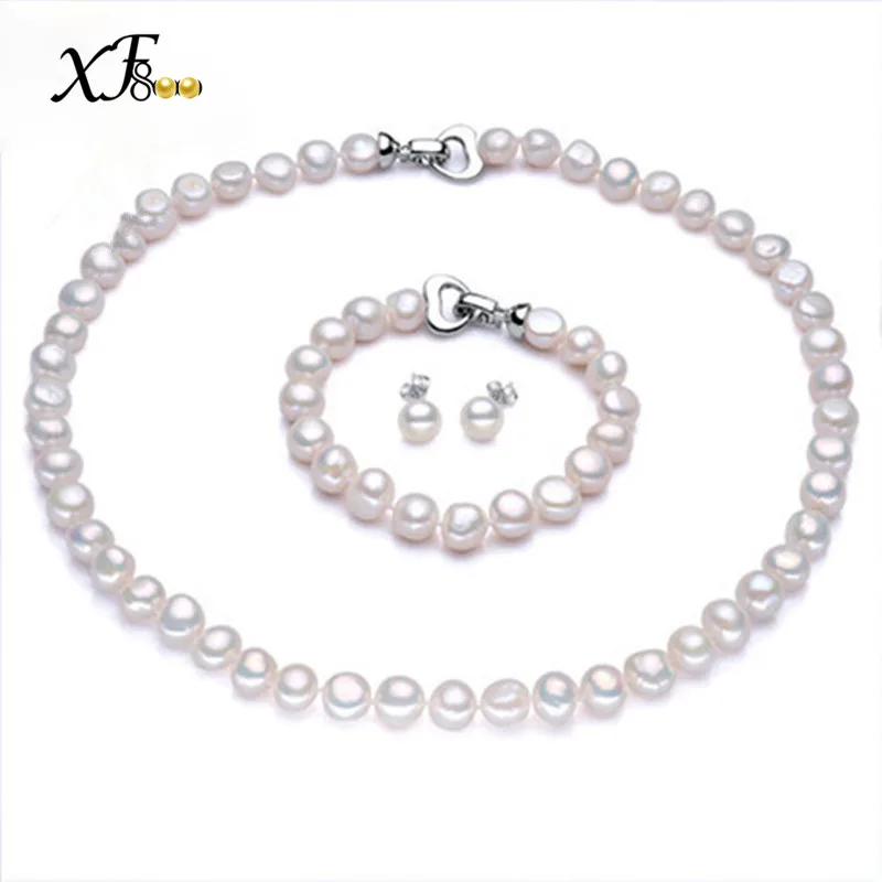 

XF800 Pearl Jewelry Sets Natural Baroque Freshwater Pearl Necklace Earring Bracelet Fine Bridal Jewelry For Women Trendy Xf1002