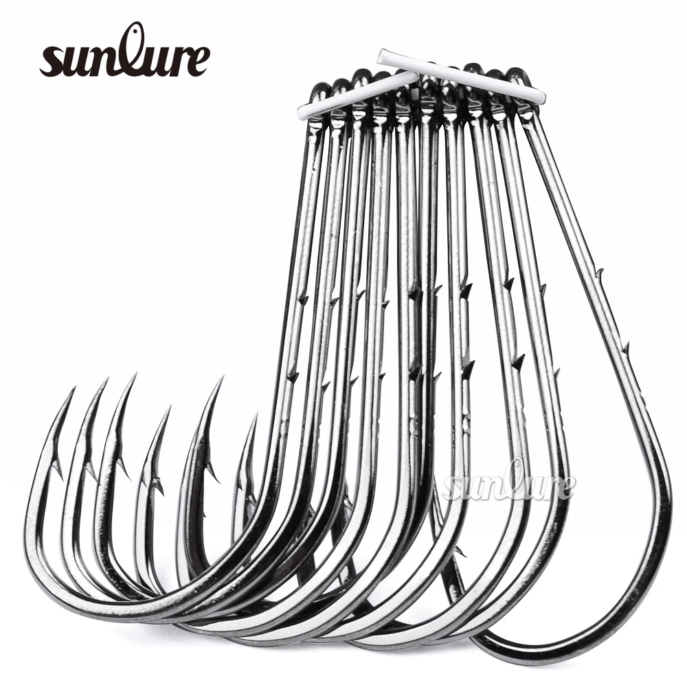 20pcs SUNLURE Brand Fishing Hook 6 6/0 Fish Hook BAITHOLDER Black