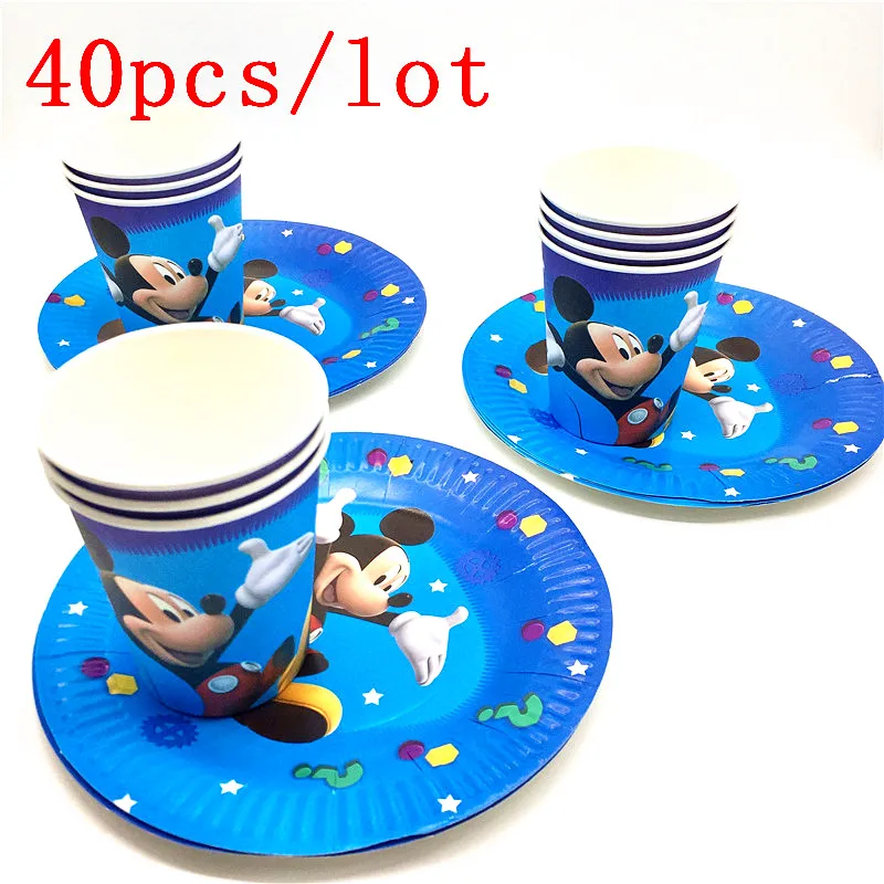 40 шт. набор бумажных тарелок и чашек Микки Маус|cup for kids|cup cupspaper plates |