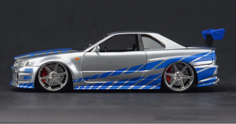 1:24 Scale Fast& Furious Alloy 2002 Nissan Skyline GTR R34 Toy Cars Diecast Model Kids Toys Collection Gifts For Kids