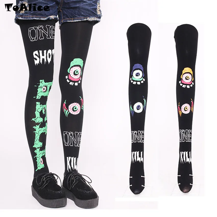 Колготки в стиле Харадзюку панк рок Лолиты высококачественные 120D бархатистые