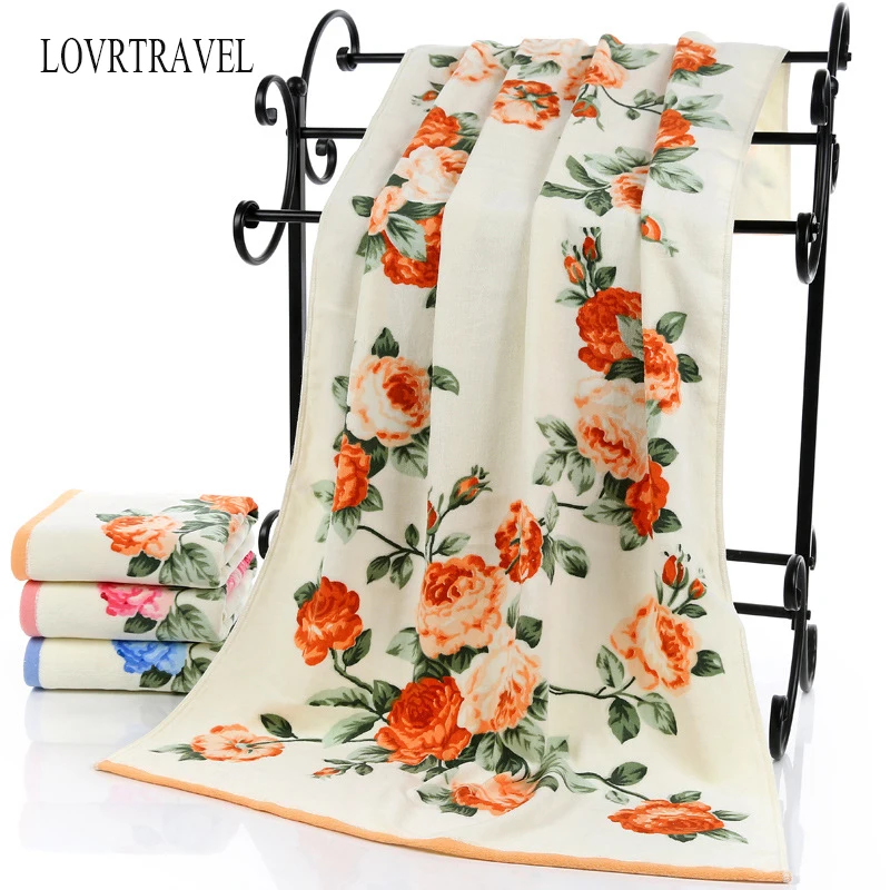 

2019 New Luxury 100% Cotton Towel with Bath Towels New Women Peony Beach Towel Bathroom Set for Family Guest Bathrooms Gym