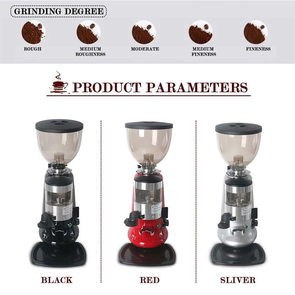 ITOP Black/Red/Sliver Electric Coffee Grinder Adjustable Dial Burrs Grinders Coffee Maker Machine For Snack,Coffee Shop 220V