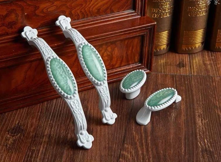 2 Pcs White Dresser Drawer Pull S Green Porcelain Kitchen Cabinet Door Handle Furniture Hardware Pulls Aliexpress 2 Pcs White Dresser Drawer Pull