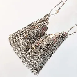 Women Bags Designer Silver Metal Sequins Chain Woven Bag Hollow Evening Bags Clutch Female Travel Holiday Shoulder Bag Handbag Women Bags Designer Silver Metal Sequins Chain Woven Bag Hollow Evening Bags Clutch Female Travel Holiday Shoulder Bag Handbag