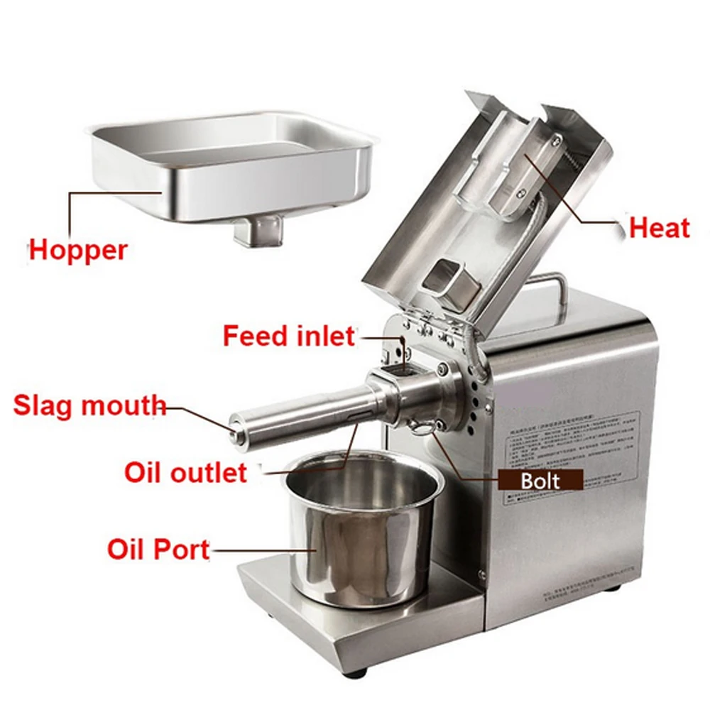 Мини-Масляный Пресс машина из нержавеющей стали арахисовое масло пресс для домашнего использования льняной отделитель масла из семян маленькая холодная масляная пресс-машина