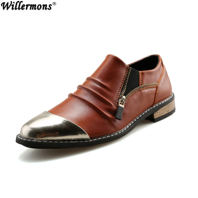 

Men's Business Genuine Leather Pointed Toe Fashion Flats Shoes Men Slip on Dress Driving & Wedding Shoes Chaussures Hombre Tenis