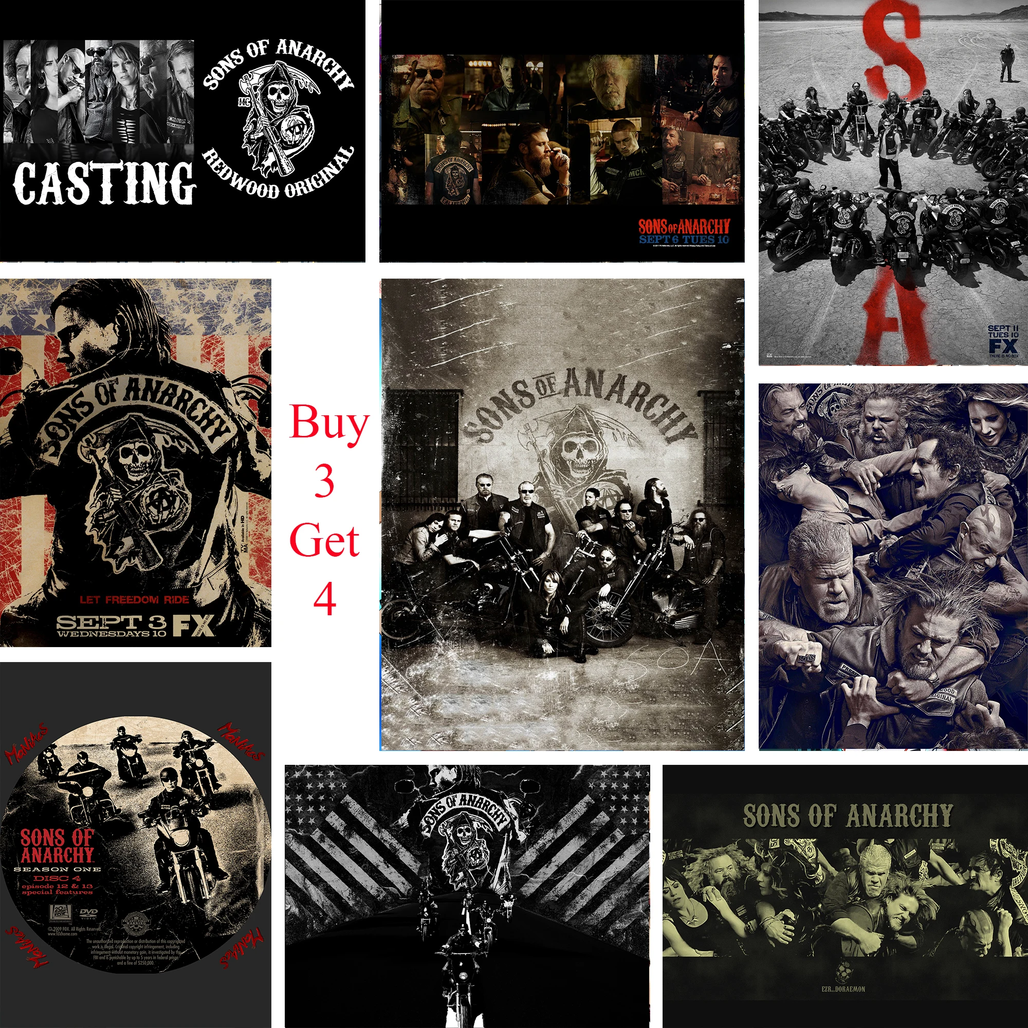

Sons of Anarchy Posters Movie Wall Stickers White Coated Paper Prints Clear Image Home Decoration Livingroom