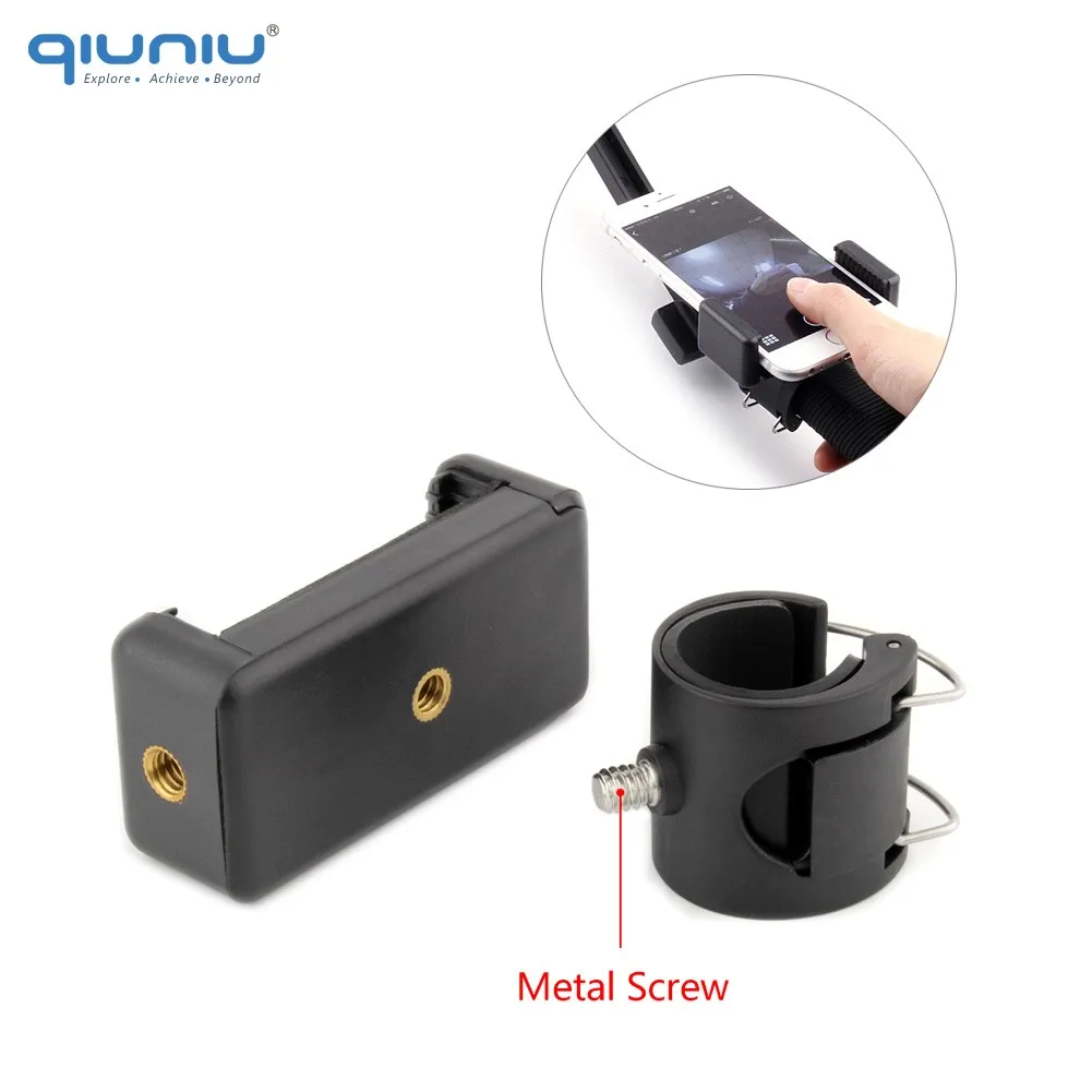 

QIUNIU APP Cell Mobile Phone Holder Clip Adapter Mount Accessory for GoPro Hero 7 6 5 4 3 Camera 3-Way Grip Arm Tripod Bracket