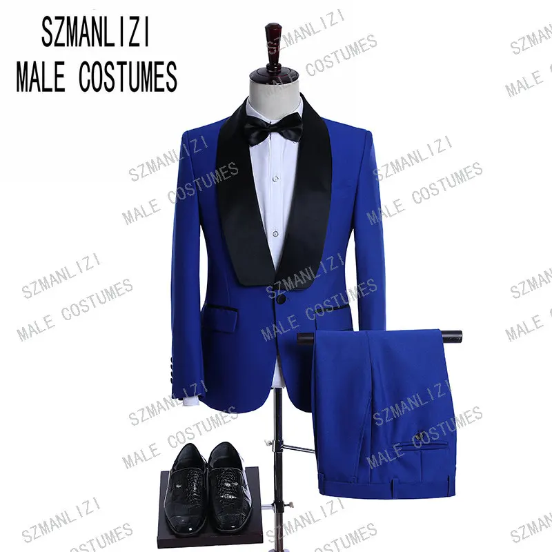 

Custom Made Suit Men 2019 Brand Fashion Design Slim Fit Royal Blue Costume Homme Wedding Party Suits For Men Tuxedo Groom Blazer