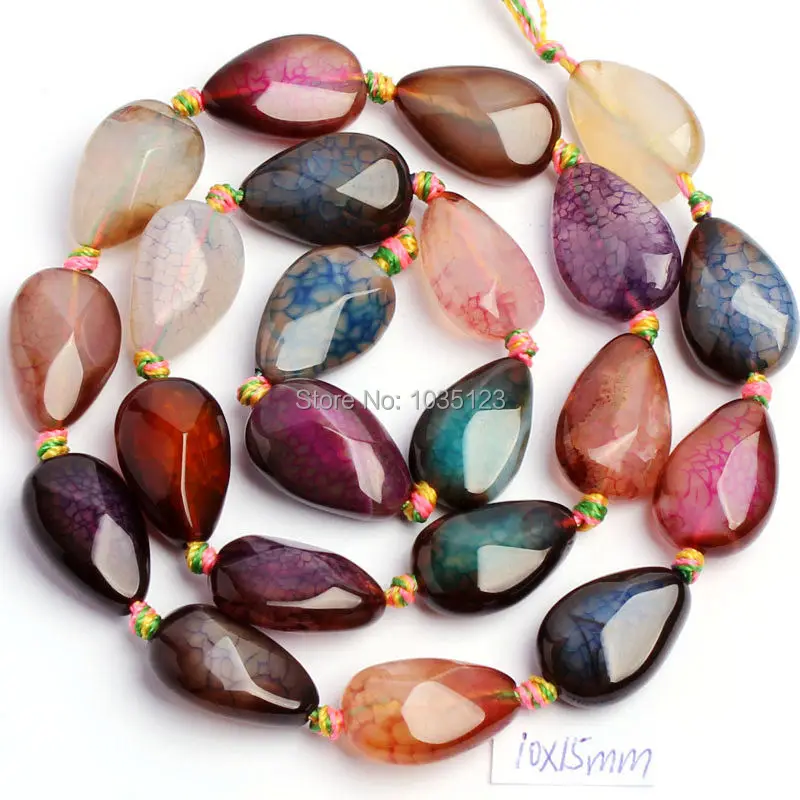 

Free Shipping 10x15mm Faceted Cracked Multicolor Agates Drop Shape DIY Gems Loose Beads Strand 15" Jewellery Making w17