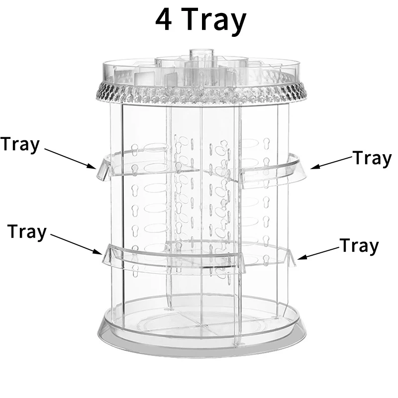 4 Layer 360° Rotating Holder Large Cosmetic Storage Makeup Organizer Drawer Box