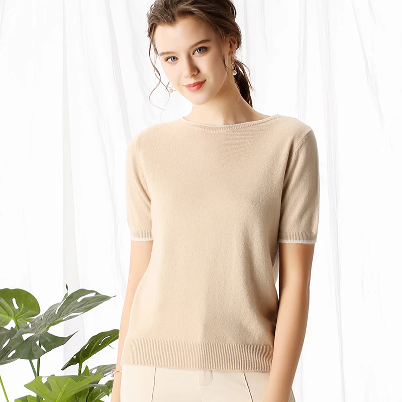 Litvriyh pure cashmere sweater women pullover short sleeve O-neck soft female pullover women sweater knitted pull femme jumpers