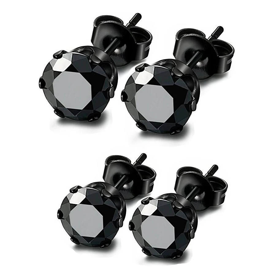 Серьги-гвоздики из нержавеющей стали черный кубический цирконий мужские и женские серьги унисекс 50 штук 3 мм-10 мм AW5141B