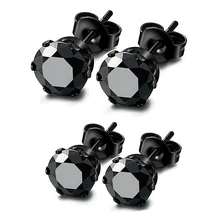 Серьги-гвоздики из нержавеющей стали черный кубический цирконий мужские и женские серьги унисекс 50 штук 3 мм-10 мм AW5141B