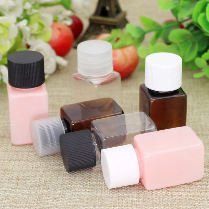 100pcs 10ml PET Bottles Square Plastic Shampoo Bottle Pet Plastic Bottle For Shampoo, Travel