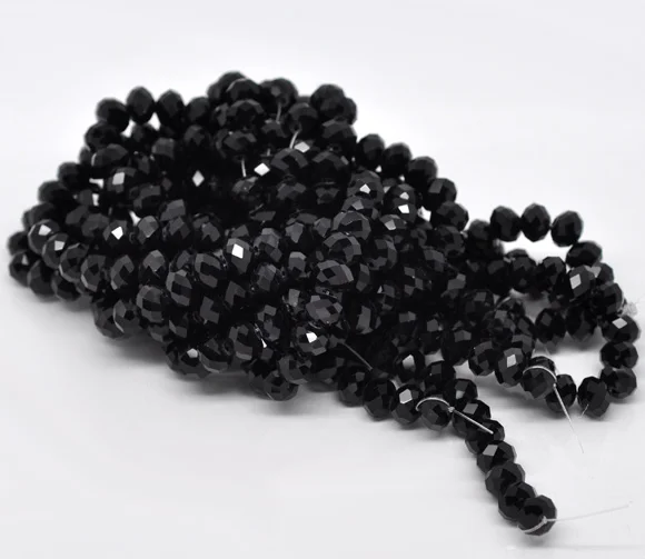 DoreenBeads Черные Хрустальные стеклянные граненые бусины 5040 8x6 мм прибл. 360 шт (B11643)