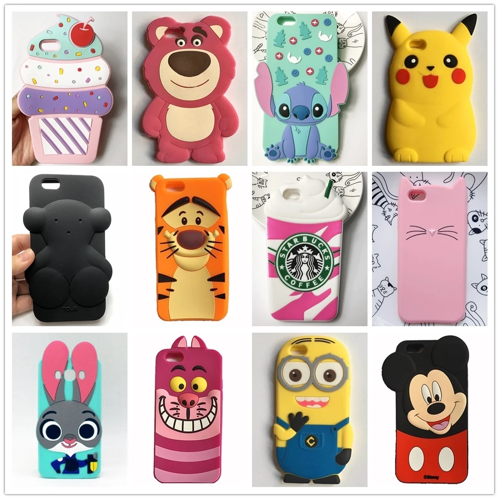 Silicone Cases For iPhone 6 6s with 3D Cute Animal Cartoon Unicorn Horse case for iphone xs xr xr max