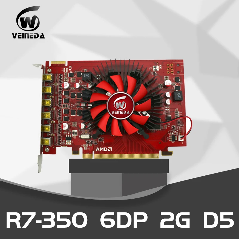 

Veineda R7 350 2GB GDDR5 128 Bit 6DP Multiscreen Display Card monitors PC Desktop PCI Express 2.0 HDMI for ATI